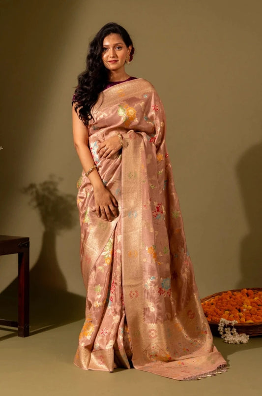 Crepe silk Saree with Meenakari