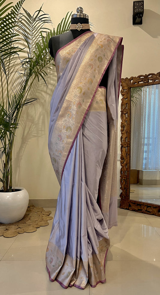 Mashru Satin saree with meenakari and zari