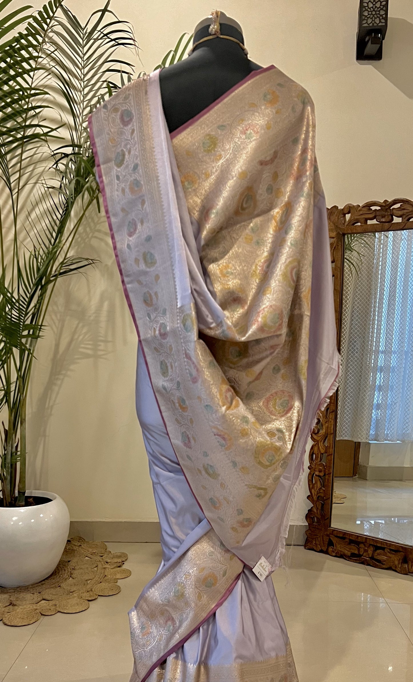 Mashru Satin saree with meenakari and zari