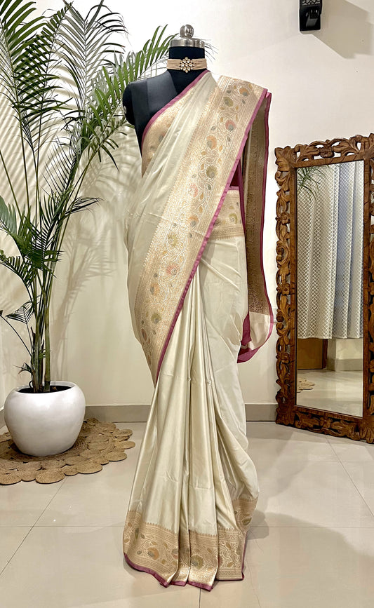 Mashru Satin saree with meenakari and zari