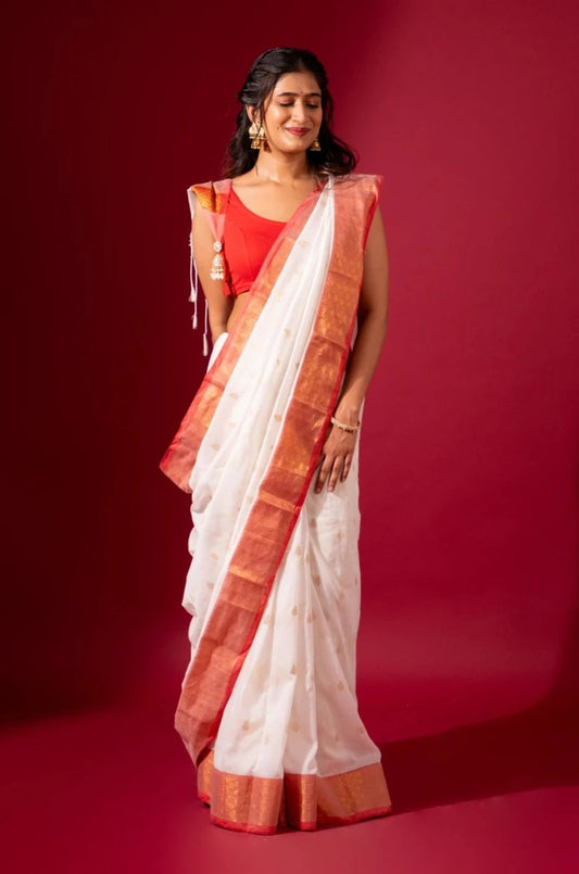 Beautiful Khadi Cotton Zari Saree - Madhukara