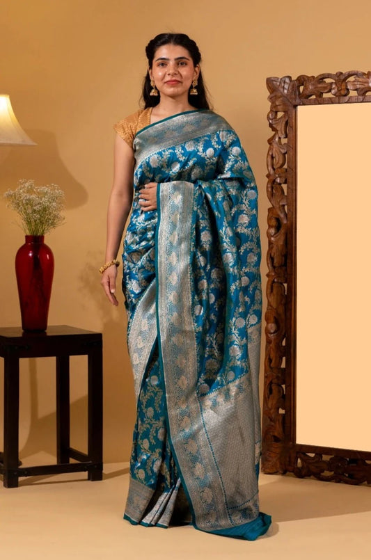 Pure Banarasi Jangla Katan Silk Saree - Madhukara