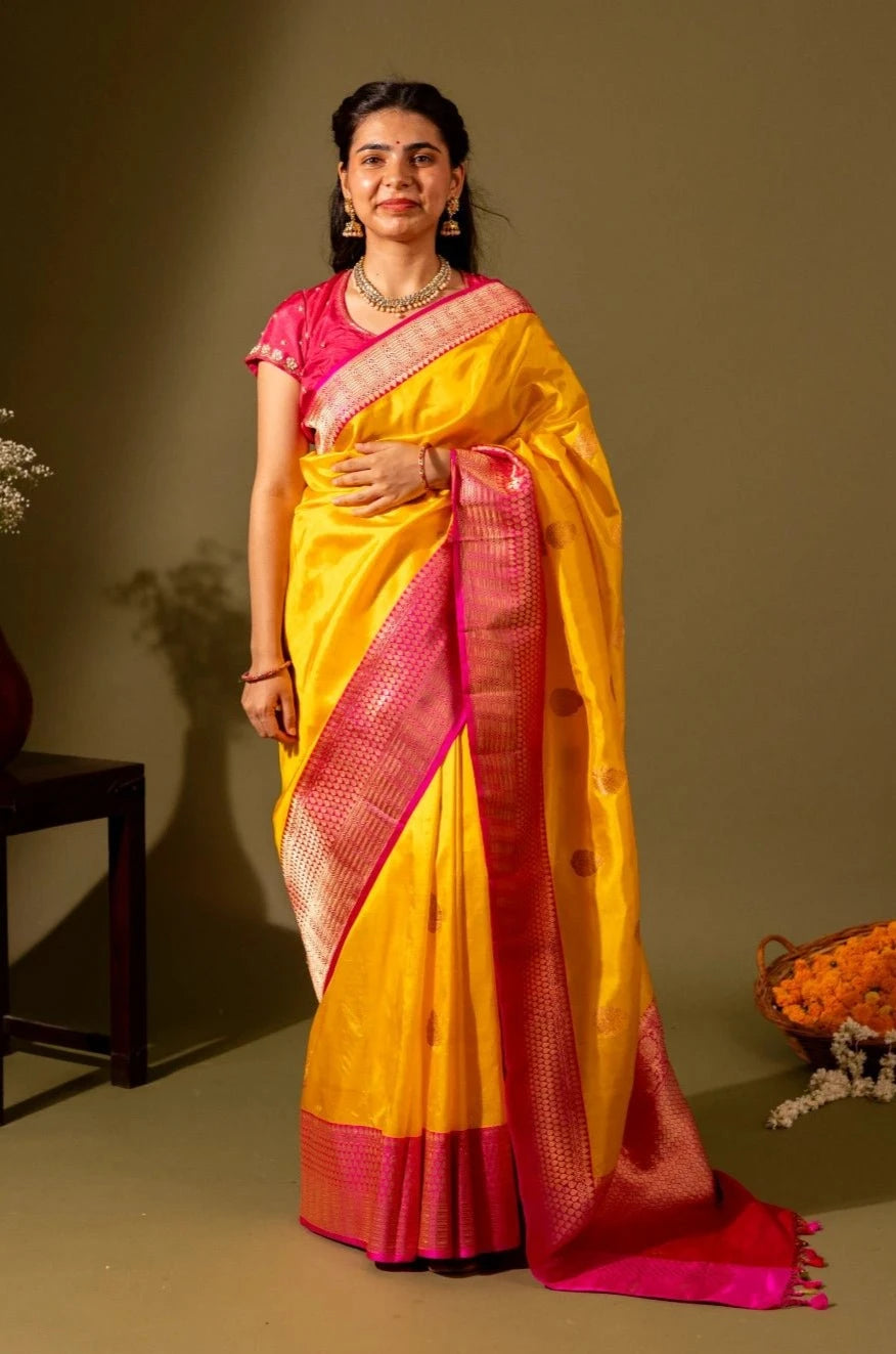 Pure Banarasi Katan Silk with Delicate Kadhwa Work - Madhukara