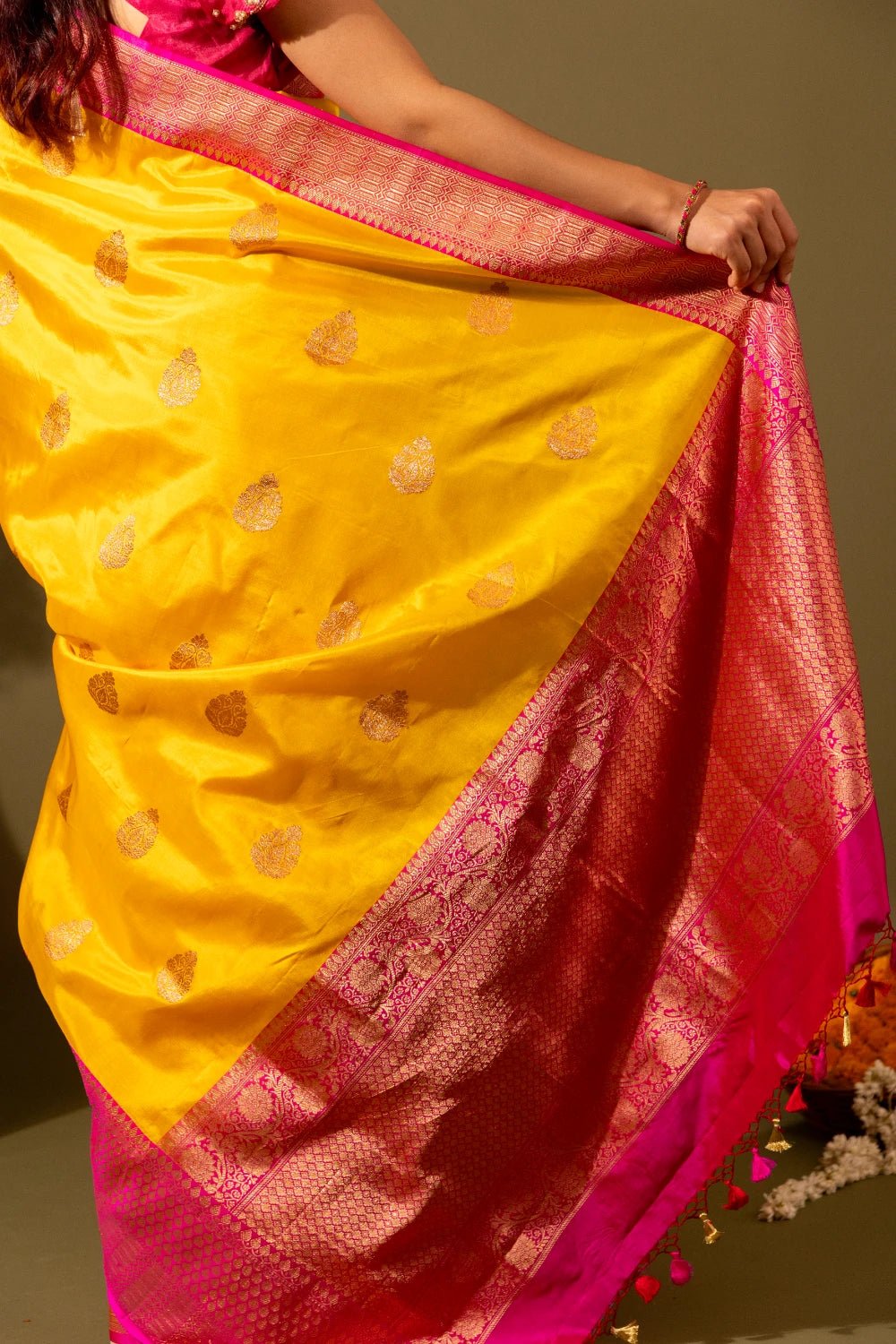 Pure Banarasi Katan Silk with Delicate Kadhwa Work - Madhukara