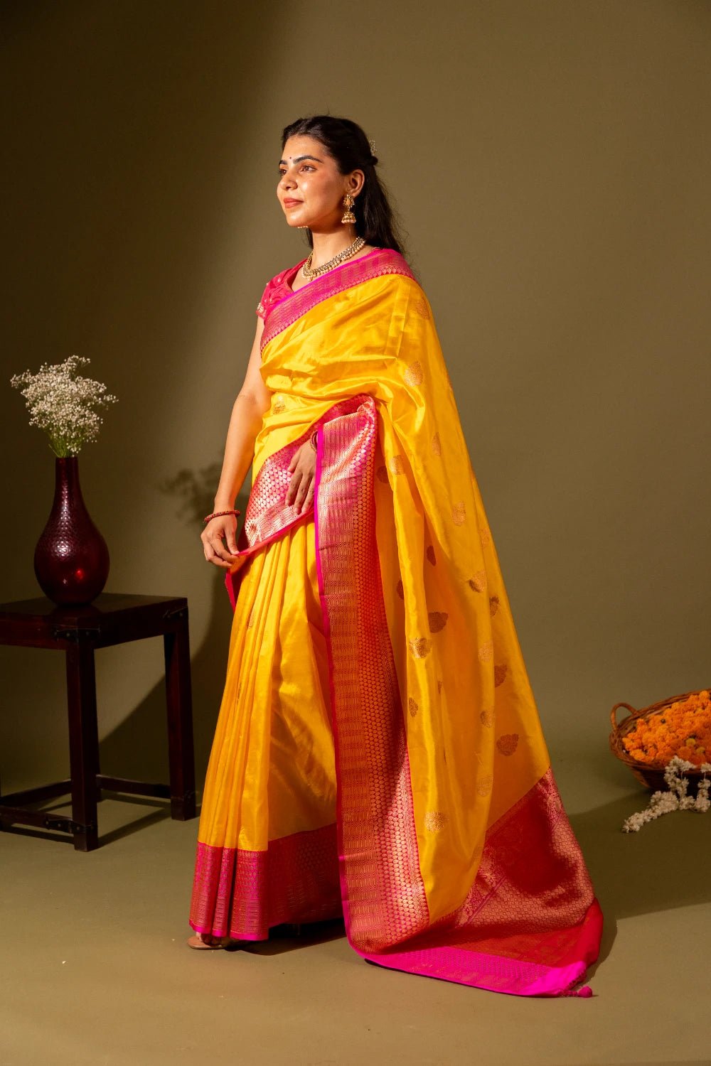 Pure Banarasi Katan Silk with Delicate Kadhwa Work - Madhukara